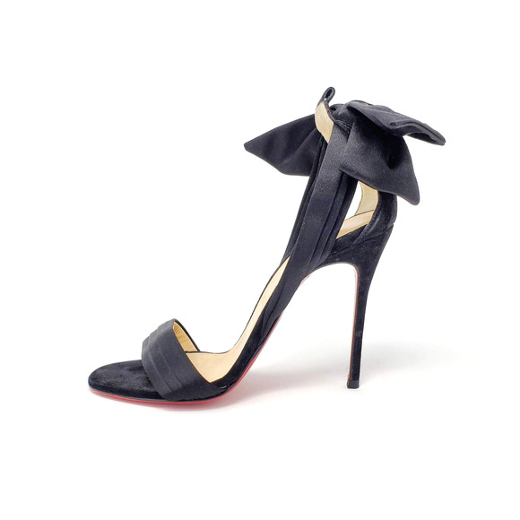 Christian Louboutin Shoes - COPY - Christian Louboutin Heels Black Bow Satin Suede Vampanodo Sandals Pumps …